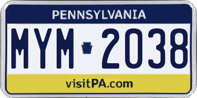 PA license plate MYM2038