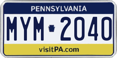 PA license plate MYM2040