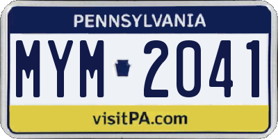 PA license plate MYM2041