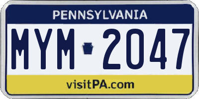PA license plate MYM2047