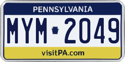 PA license plate MYM2049