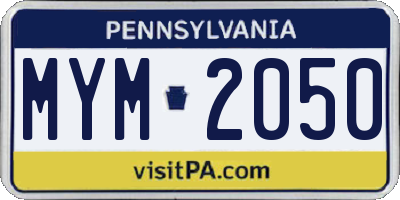 PA license plate MYM2050