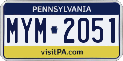 PA license plate MYM2051
