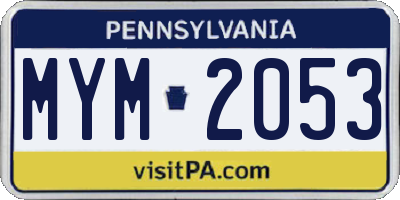 PA license plate MYM2053
