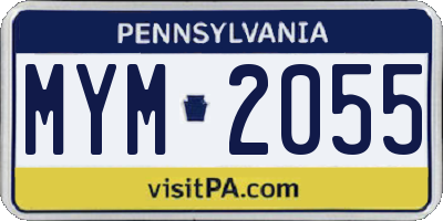PA license plate MYM2055