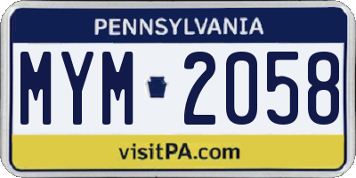 PA license plate MYM2058