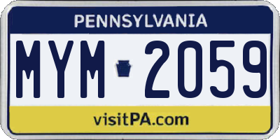PA license plate MYM2059