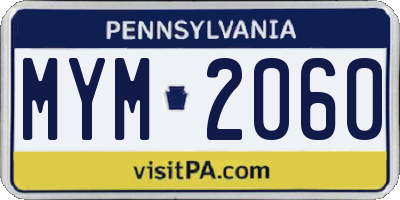 PA license plate MYM2060
