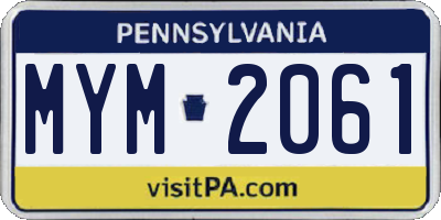 PA license plate MYM2061