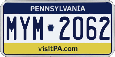 PA license plate MYM2062
