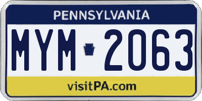 PA license plate MYM2063