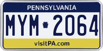 PA license plate MYM2064