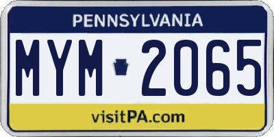 PA license plate MYM2065