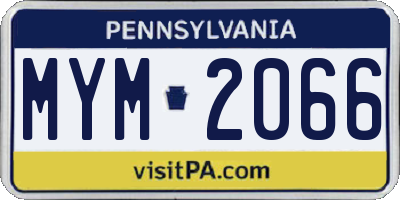 PA license plate MYM2066