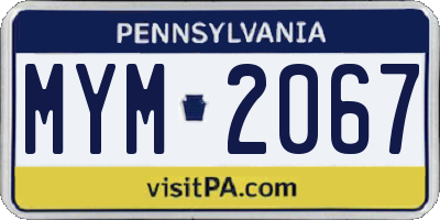 PA license plate MYM2067