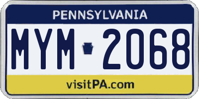 PA license plate MYM2068