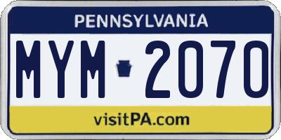 PA license plate MYM2070