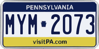 PA license plate MYM2073