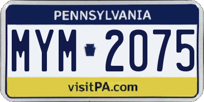 PA license plate MYM2075