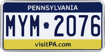 PA license plate MYM2076