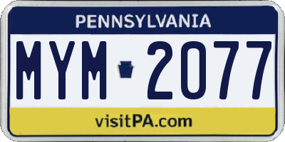 PA license plate MYM2077
