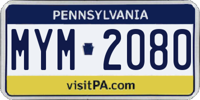 PA license plate MYM2080