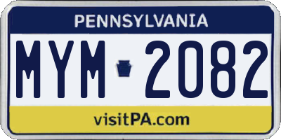 PA license plate MYM2082