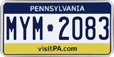 PA license plate MYM2083
