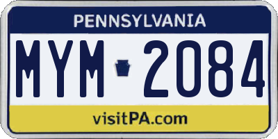 PA license plate MYM2084