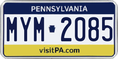 PA license plate MYM2085