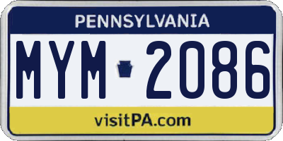 PA license plate MYM2086