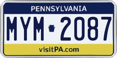 PA license plate MYM2087