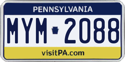 PA license plate MYM2088