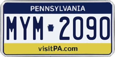PA license plate MYM2090