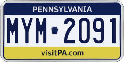 PA license plate MYM2091