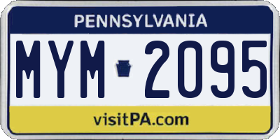 PA license plate MYM2095