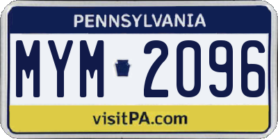 PA license plate MYM2096