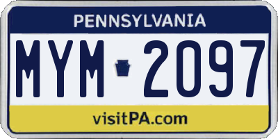 PA license plate MYM2097