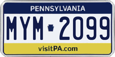 PA license plate MYM2099