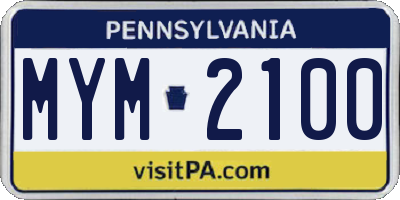 PA license plate MYM2100