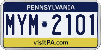 PA license plate MYM2101
