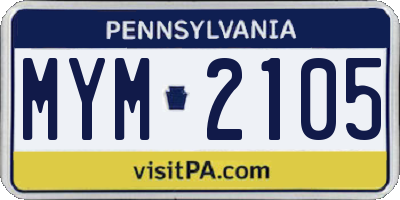 PA license plate MYM2105