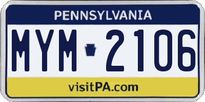PA license plate MYM2106
