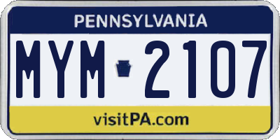 PA license plate MYM2107