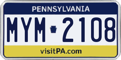 PA license plate MYM2108