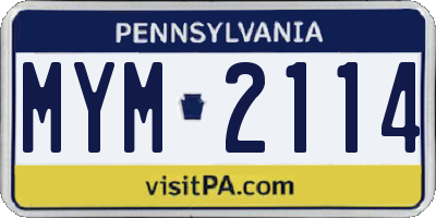 PA license plate MYM2114
