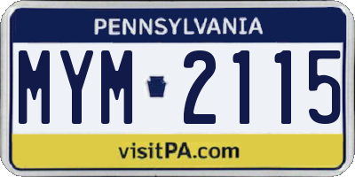 PA license plate MYM2115
