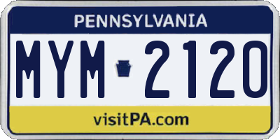 PA license plate MYM2120