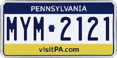 PA license plate MYM2121
