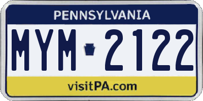 PA license plate MYM2122